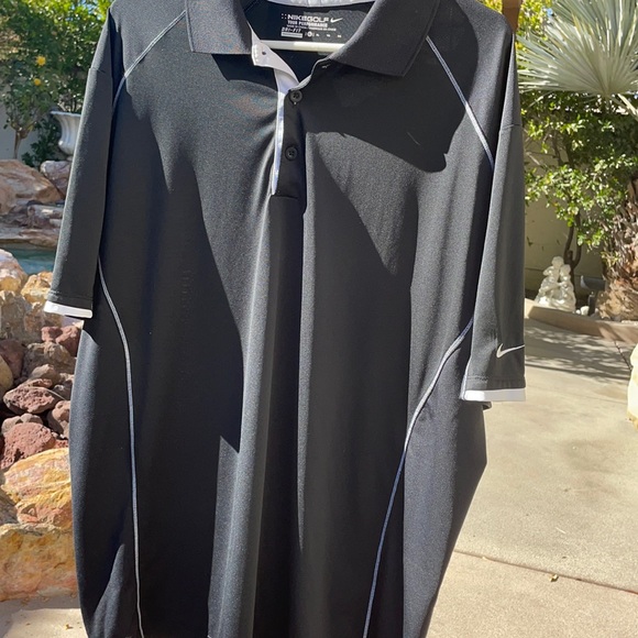 Nike Golf Shirt, Black w/White Detailing, Size XL, Worn Once, Like New - Picture 4 of 8